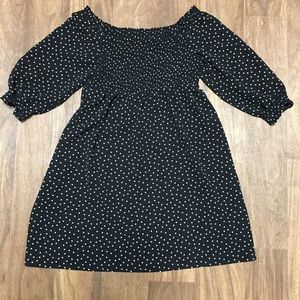 As U Wish B/W Polkadot Off Shoulder Dress!